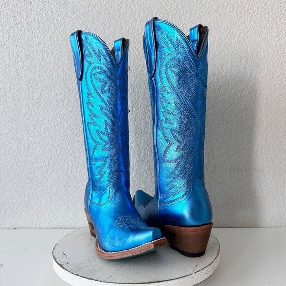 Lane Boots Shoes - Lane SMOKESHOW Blue Cowboy Boots Womens 7.5 Leather Western Wear Snip Toe Tall